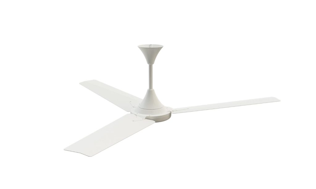 Three-blade ceiling fan installed in a contemporary living area