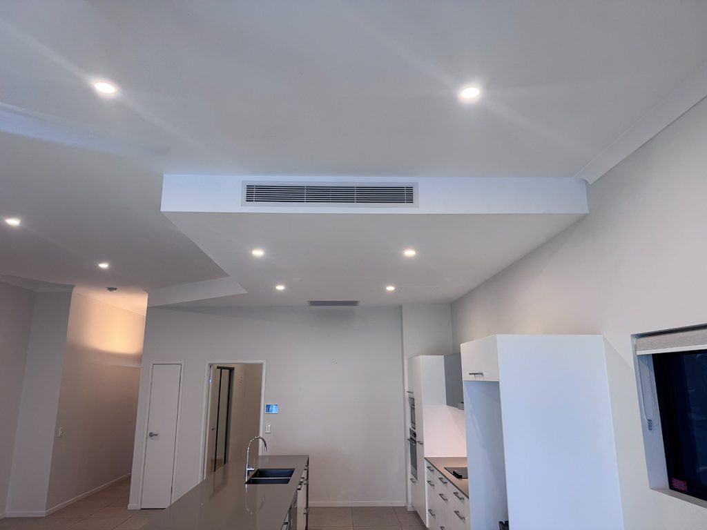 Recessed LED downlights installed in a residential ceiling on the Gold Coast
